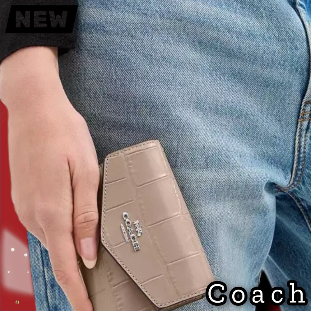 🔴NWT Coach Mini Envelope Wallet with Strap – Silver/Stone - Picture 6 of 7